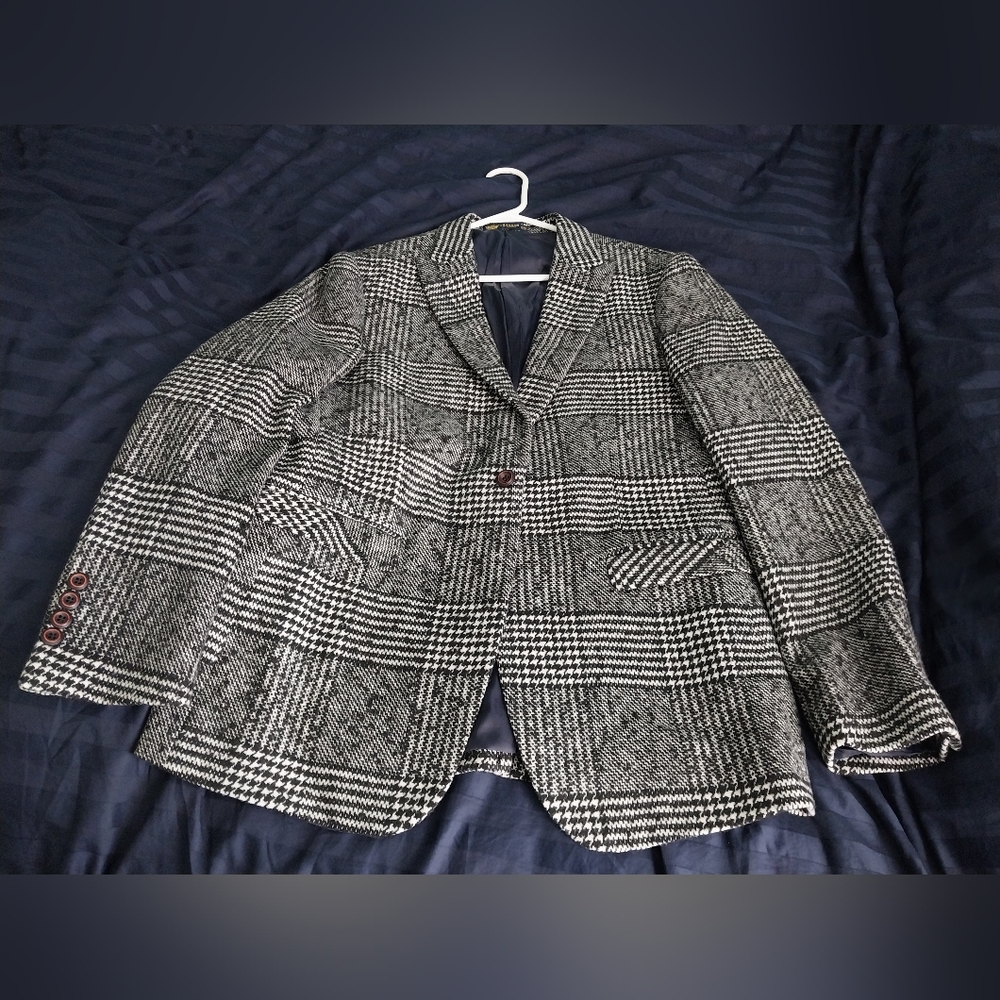 Chansam Black/White Men's Blazer